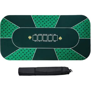 BESTHLS سجادة علوية مستديرة للبوكر، سطح طاولة بوكر من الإسفنج المطاطي المحمول الاحترافي من تكساس، بساط تخطيط لعبة اللاعبين مع حقيبة حمل in Kuwait