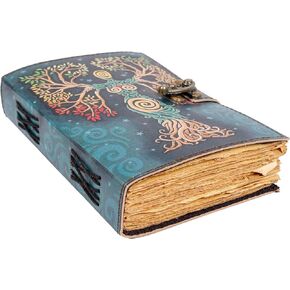 Blank Spell Book Of Shadows Journal With Lock Clasp Prop Vintage Handmade Leather Diary Embossed Prayer Pagan Antique Witchcraft Supplies Wiccan Notebook Daily Witch Gifts Mystic Greek Mythology Goddess (7x5)