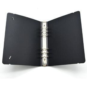 Freude A5 Binder 6 Ring Cover, 2Pcs Clear & Black Binder Notebook, Refillable Binder File Folder, Loose Leaf Sheet Protectors for DIY Scrapbooking Photocard 6 Hole Sleeve Page Refill Insert