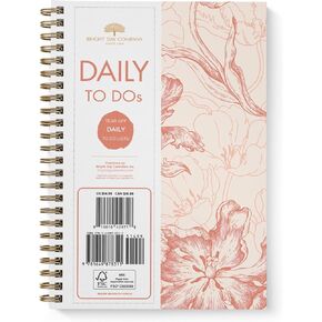Bright Day Calendars Undated To Do List Daily Task Checklist Planner Notebook Non Dated Flex Cover Spiral Organizer Habit Tracker (8.25 x 6.25) Gold Palm Leaves