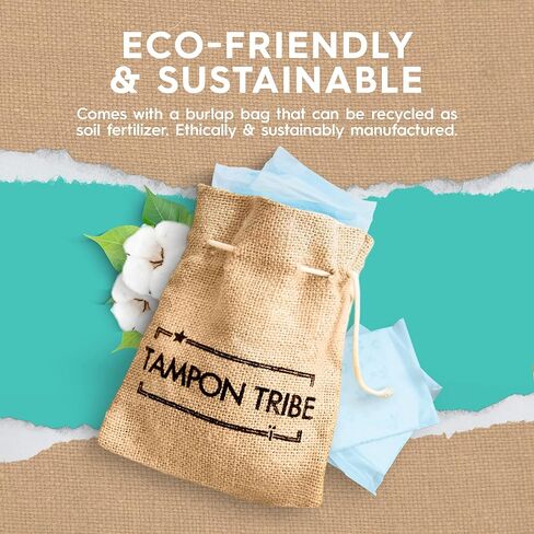 تامبون ترايب - فوط قطنية عضوية بأجنحة للنساء، فوط صحية قابلة للتنفس خالية من المواد الكيميائية، فوط ليلية ونهارية مانعة للتسرب للنساء، مناديل صحية مستدامة غير سامة، مع 10 فوط رفيعة in Kuwait