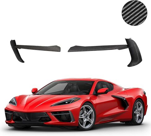 غطاء المصباح الأمامي للضباب من ألياف الكربون الحقيقية متوافق مع كورفيت C8 ستينغراي Z51 2020-2023 (غير مناسب لـ Z06) غطاء مصبغة مدخل الهواء الأمامي in Kuwait