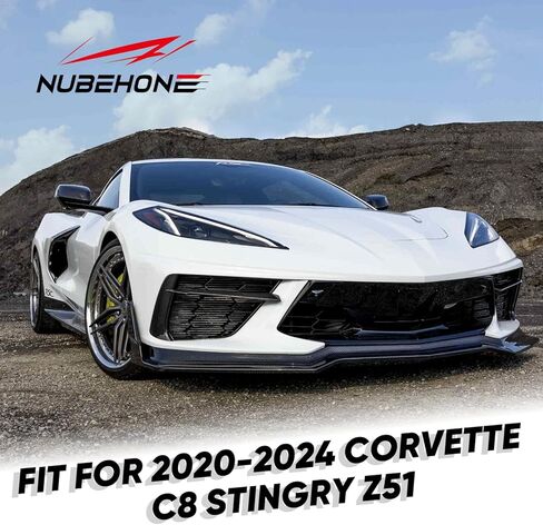 غطاء المصباح الأمامي للضباب من ألياف الكربون الحقيقية متوافق مع كورفيت C8 ستينغراي Z51 2020-2023 (غير مناسب لـ Z06) غطاء مصبغة مدخل الهواء الأمامي in Kuwait