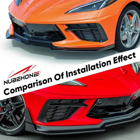 غطاء المصباح الأمامي للضباب من ألياف الكربون الحقيقية متوافق مع كورفيت C8 ستينغراي Z51 2020-2023 (غير مناسب لـ Z06) غطاء مصبغة مدخل الهواء الأمامي in Kuwait