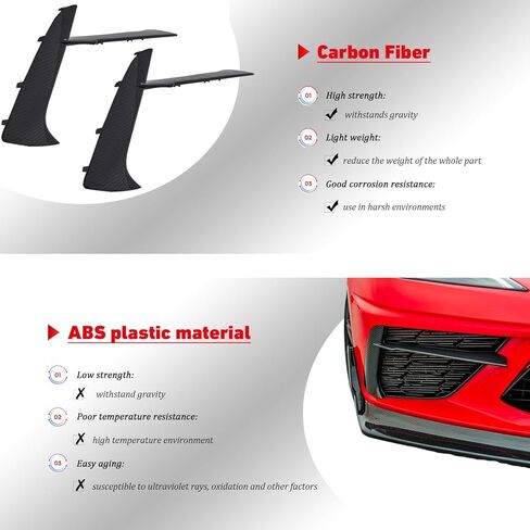 غطاء المصباح الأمامي للضباب من ألياف الكربون الحقيقية متوافق مع كورفيت C8 ستينغراي Z51 2020-2023 (غير مناسب لـ Z06) غطاء مصبغة مدخل الهواء الأمامي in Kuwait