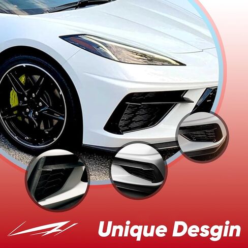 غطاء المصباح الأمامي للضباب من ألياف الكربون الحقيقية متوافق مع كورفيت C8 ستينغراي Z51 2020-2023 (غير مناسب لـ Z06) غطاء مصبغة مدخل الهواء الأمامي in Kuwait