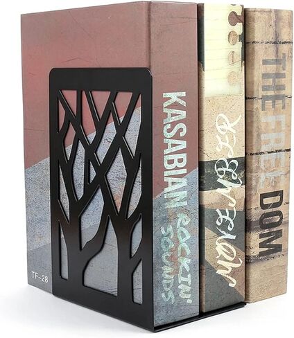 1 Pair Book Ends, Non Skid Metal Bookend, Book Ends for Heavy Books, Bookends for Shelves, Book Shelf Holder Home Decorative, Black Tree of Life Abstract Art Desgin Bookends for Office, Home, School in Kuwait