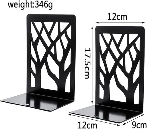 1 Pair Book Ends, Non Skid Metal Bookend, Book Ends for Heavy Books, Bookends for Shelves, Book Shelf Holder Home Decorative, Black Tree of Life Abstract Art Desgin Bookends for Office, Home, School in Kuwait