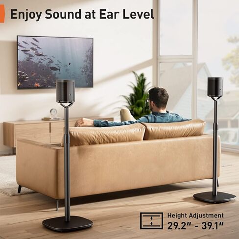 حامل مكبر صوت Perlegear لـ Sonos One، One SL، Play: 1، Play: 5، حامل مكبر صوت أرضي قابل للتعديل لـ Sonos، حامل مكبر صوت محيطي عالي التحمل يحمل ما يصل إلى 15 رطلاً، PGSS10 in Kuwait
