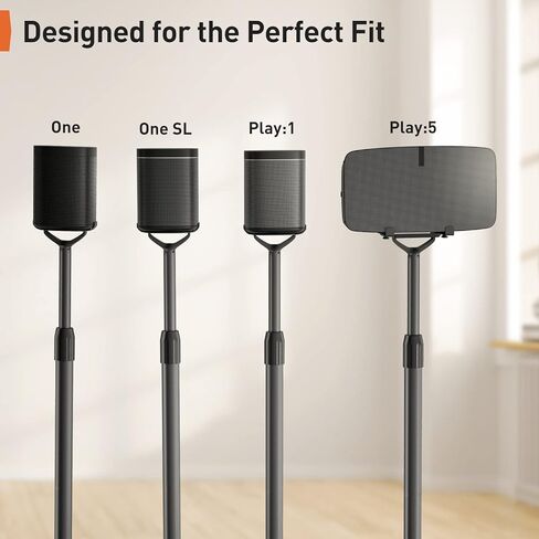 حامل مكبر صوت Perlegear لـ Sonos One، One SL، Play: 1، Play: 5، حامل مكبر صوت أرضي قابل للتعديل لـ Sonos، حامل مكبر صوت محيطي عالي التحمل يحمل ما يصل إلى 15 رطلاً، PGSS10 in Kuwait