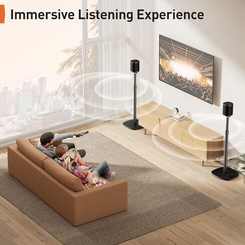 حامل مكبر صوت Perlegear لـ Sonos One، One SL، Play: 1، Play: 5، حامل مكبر صوت أرضي قابل للتعديل لـ Sonos، حامل مكبر صوت محيطي عالي التحمل يحمل ما يصل إلى 15 رطلاً، PGSS10 in Kuwait