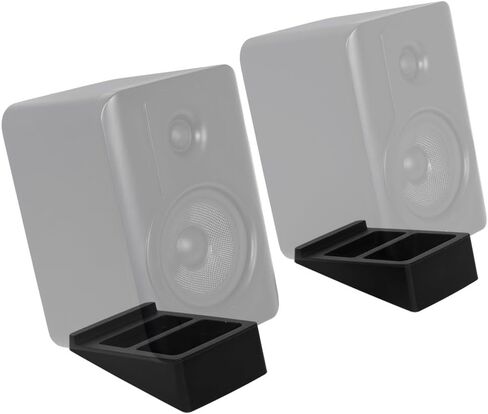 Monoprice Tilted Wedge Desktop Speaker Stands for Medium Sized Speakers, Speaker Riser, Anti-Vibration, 15 Degrees of Tilt, Pair, for Bookshelf Speakers and Studio Monitors in Saudi Arabia