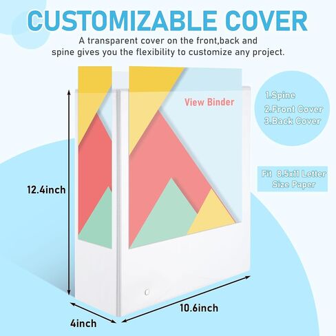 3 Ring Binder Extra Large 4 Inch Professional Angle D Ring Binder White Presentation Folder with Pockets Holds up to 775 Sheets of 8.5 x 11 Paper for Home Office School, 4 Pcs in Kuwait