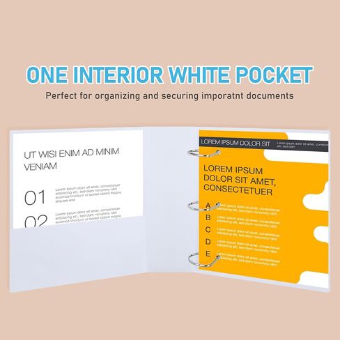 3 Ring Binder Extra Large 4 Inch Professional Angle D Ring Binder White Presentation Folder with Pockets Holds up to 775 Sheets of 8.5 x 11 Paper for Home Office School, 4 Pcs in Kuwait