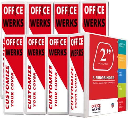 3 مجلدات حلقية، 8 عبوات من غلاف عالي التحمل بحلقة على شكل حرف D مقاس 2 بوصة مع جيوب لحجم الورقة 8.5 بوصة × 11 بوصة، غطاء شفاف متين غير لاصق وقابل للتخصيص (أبيض) in Kuwait
