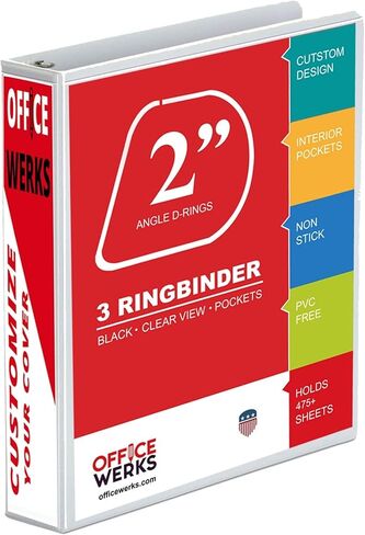 3 مجلدات حلقية، 8 عبوات من غلاف عالي التحمل بحلقة على شكل حرف D مقاس 2 بوصة مع جيوب لحجم الورقة 8.5 بوصة × 11 بوصة، غطاء شفاف متين غير لاصق وقابل للتخصيص (أبيض) in Kuwait