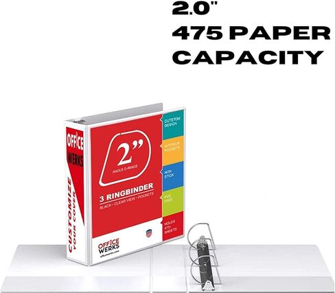 3 مجلدات حلقية، 8 عبوات من غلاف عالي التحمل بحلقة على شكل حرف D مقاس 2 بوصة مع جيوب لحجم الورقة 8.5 بوصة × 11 بوصة، غطاء شفاف متين غير لاصق وقابل للتخصيص (أبيض) in Kuwait