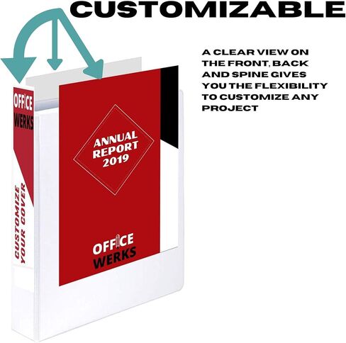 3 مجلدات حلقية، 8 عبوات من غلاف عالي التحمل بحلقة على شكل حرف D مقاس 2 بوصة مع جيوب لحجم الورقة 8.5 بوصة × 11 بوصة، غطاء شفاف متين غير لاصق وقابل للتخصيص (أبيض) in Kuwait