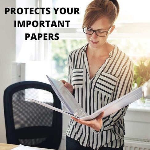 3 مجلدات حلقية، 8 عبوات من غلاف عالي التحمل بحلقة على شكل حرف D مقاس 2 بوصة مع جيوب لحجم الورقة 8.5 بوصة × 11 بوصة، غطاء شفاف متين غير لاصق وقابل للتخصيص (أبيض) in Kuwait