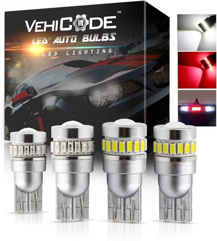 VehiCode 912 921 W16W T15 LED لمبة أحمر أبيض كومبو 12-18 فولت للشاحنة مركز الفرامل الثالث ارتفاع جبل توقف ضوء مصباح الذيل وسرير البضائع النسخ الاحتياطي عكس الضوء 194 168 2825 T10 استبدال إسفين (4 حزمة) in Kuwait
