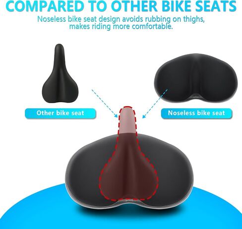 مقعد دراجة YLG كبير الحجم بدون أنف للرجال والنساء مريح - مقعد دراجة كبير جدًا بدون أنف مناسب للمدينة، والدراجات الكهربائية، ووسادة سرج واسعة للدراجة in Kuwait