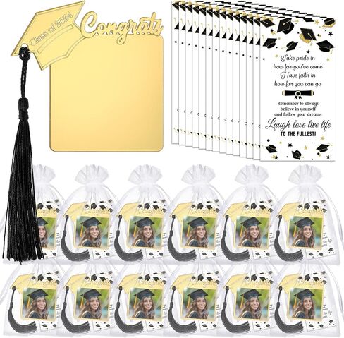 12 Sets Graduation Party Favors Class of 2024 Graduation Gifts Magnetic Graduation Cap Acrylic Picture Frame Mini Tassel Kit Graduation Cards Organza Bags College Seniors Grad (Royal Blue) in Saudi Arabia