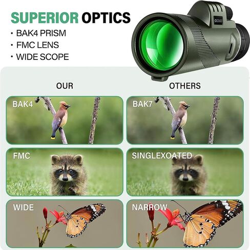 جديد 2024 80x100 تلسكوب أحادي العين عالي الطاقة للبالغين رؤية ليلية منخفضة HD أحادي العين مع محول الهاتف الذكي وحامل ثلاثي القوائم لمشاهدة الطيور طويلة المدى / الصيد / سيارات السباق / المشي لمسافات طويلة in Kuwait
