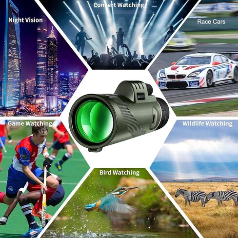 جديد 2024 80x100 تلسكوب أحادي العين عالي الطاقة للبالغين رؤية ليلية منخفضة HD أحادي العين مع محول الهاتف الذكي وحامل ثلاثي القوائم لمشاهدة الطيور طويلة المدى / الصيد / سيارات السباق / المشي لمسافات طويلة in Kuwait