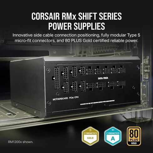 مزود طاقة ATX معياري بالكامل من Corsair RM1000x Shift - واجهة جانبية معيارية - متوافق مع ATX 3.0 وPCIe 5.0 - وضع مروحة صفر دورة في الدقيقة - مكثفات مصنفة 105 درجة مئوية - كفاءة ذهبية 80 بلس - أسود (متجدد) in Kuwait
