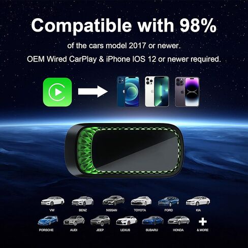 CarPlay Wireless Adapter 2024 Upgrade for Apple,Stable Fast Connection for Convert Factory Wired to Wireless Play Dongle for iPhone 6 and Newer, Fit Cars from 2017& iOS 10+ in Saudi Arabia