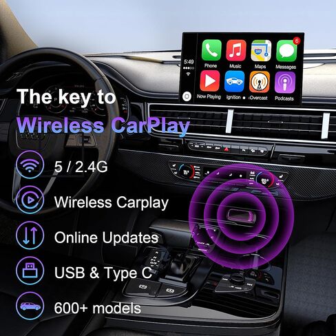 CarPlay Wireless Adapter 2024 Upgrade for Apple,Stable Fast Connection for Convert Factory Wired to Wireless Play Dongle for iPhone 6 and Newer, Fit Cars from 2017& iOS 10+ in Saudi Arabia