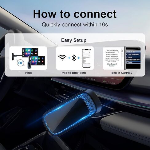 CarPlay Wireless Adapter 2024 Upgrade for Apple,Stable Fast Connection for Convert Factory Wired to Wireless Play Dongle for iPhone 6 and Newer, Fit Cars from 2017& iOS 10+ in Saudi Arabia