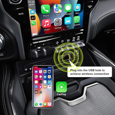CarPlay Wireless Adapter 2024 Upgrade for Apple,Stable Fast Connection for Convert Factory Wired to Wireless Play Dongle for iPhone 6 and Newer, Fit Cars from 2017& iOS 10+ in Saudi Arabia
