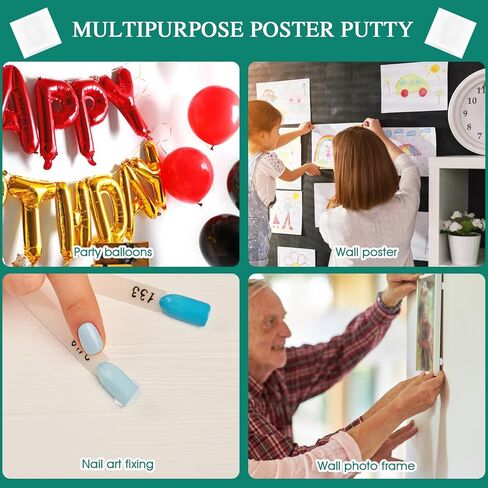 Reusable Sticky Tack Putty, 2 Sheets Adhesive Poster Mounting Putty Tacky Removable Wall Safe Putty for Hanging Picture Crafts Museum 192 PCS(White) in Kuwait