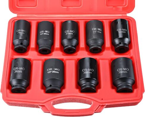 KUNTEC 1/2 بوصة محرك عميق التأثير المحور المحور مجموعة مقابس متري 29mm-38mm in Saudi Arabia