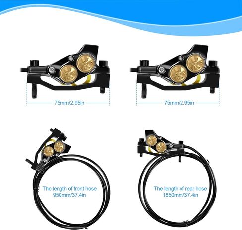 طقم أدوات فرامل قرص هيدروليكي للدراجة الإلكترونية مكون من 4 مكابس مطورة، قوة فرامل جافة 610 نيوتن متر، رافعة فرامل من سبائك الألومنيوم مع دوارات 180 مم، مملوءة مسبقًا بالزيت المعدني in Kuwait