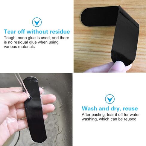 Rug Gripper, 16pcs Double Sided Non Slip Reusable Rug Stopper, Reusable Washable Anti-Slip Grippers for Laminate Floor and Wooden Floors, Carpet Tape for All Kinds of Rugs(Black) in Saudi Arabia