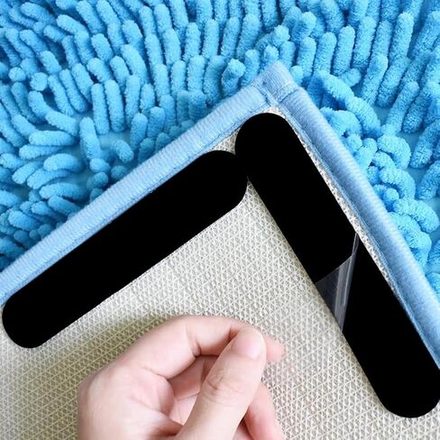 Rug Gripper, 16pcs Double Sided Non Slip Reusable Rug Stopper, Reusable Washable Anti-Slip Grippers for Laminate Floor and Wooden Floors, Carpet Tape for All Kinds of Rugs(Black) in Saudi Arabia