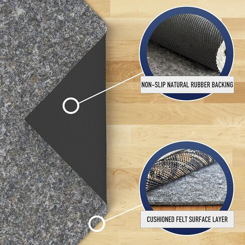 RUGPADUSA - قفل محيطي - سمك 2'x3' - 1/8 بوصة - لباد ومطاط - وسادة سجادة عالية الجودة غير قابلة للانزلاق - بطانة رقيقة مع قوة إمساك موثوقة، آمنة لجميع الأرضيات in Kuwait