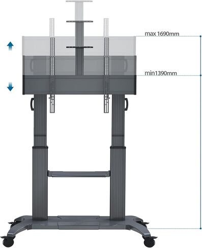 NB North Bayou Mobile TV Cart Heavy Duty TV Stand with Wheels for 70 to 110 inch LCD LED OLED Flat Panel Plasma TV up to 200lbs CF100-B in Kuwait