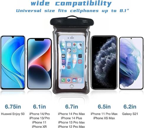 [مضادة للفقد] حقيبة هاتف عائمة مقاومة للماء IPX8 - حقيبة جافة [سهلة القفل والطفو] لهاتف iPhone 14 13 12 11 Pro Max Plus Samsung Galaxy هاتف محمول يصل إلى 8.1 بوصة للسباحة والشاطئ [3 عبوات] in Saudi Arabia