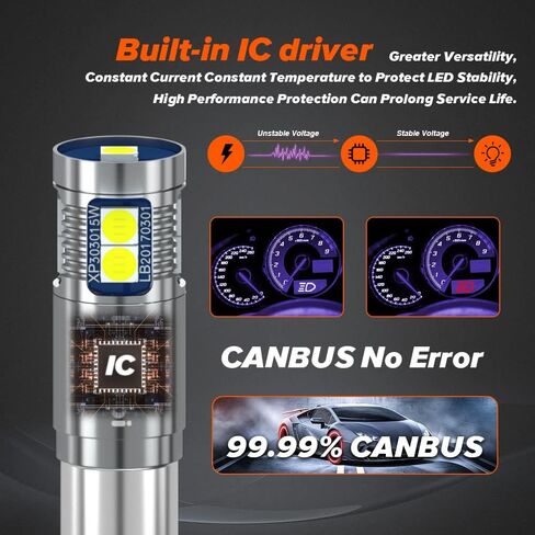 DuaBhoi H21W LED Bulb BAY9S 64136 600LM Extremely Bright CANBUS Error Free for 12V BMW VW CC Audi 6000K White Rear Fog Indicator Parking Stop Tail Backup Reverse Car Light (2 Pack) in Saudi Arabia
