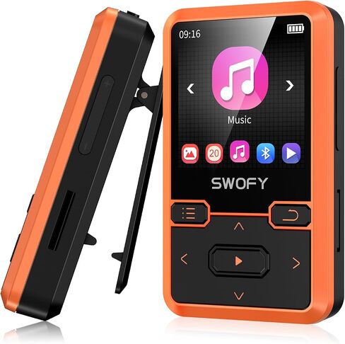 مشغل Mp3 بسعة 32 جيجابايت مع بلوتوث 5.0، مشغل Mp3 صغير محمول يمكن ارتداؤه مع تسجيل راديو FM، مشغل موسيقى mp3 للأطفال مع عداد الخطى Mp3 ومشغل Mp4، بطاقة TF بسعة 128 جيجابايت كحد أقصى (أسود). in Kuwait