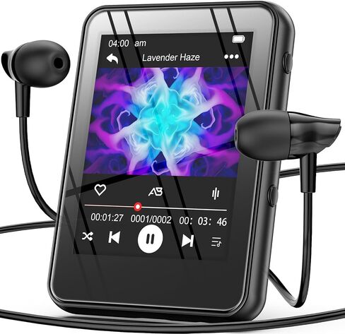 64GB MP3 Player with Bluetooth,Portable Digital Music MP3 MP4 Player for Music Lover with Voice Record FM Radio Alarm Stopwatch Built-in HD Speaker with 2.4'' Full Touch Screen and Super Light (Black) in Saudi Arabia