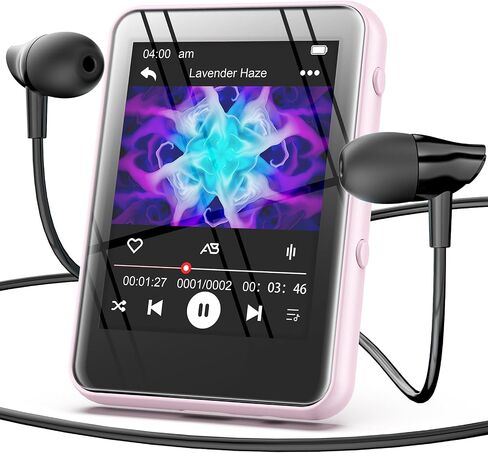 مشغل MP3 سعة 64 جيجابايت مع بلوتوث، مشغل موسيقى رقمي محمول MP3 MP4 لمحبي الموسيقى مع تسجيل صوتي وراديو FM وساعة توقيت مدمجة عالية الدقة مع شاشة لمس كاملة 2.4 بوصة وإضاءة فائقة (أسود) in Saudi Arabia