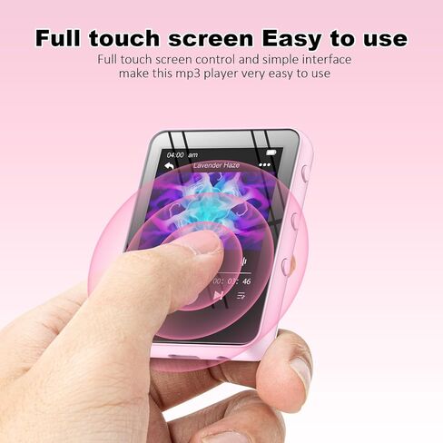 مشغل MP3 سعة 64 جيجابايت مع بلوتوث، مشغل موسيقى رقمي محمول MP3 MP4 لمحبي الموسيقى مع تسجيل صوتي وراديو FM وساعة توقيت مدمجة عالية الدقة مع شاشة لمس كاملة 2.4 بوصة وإضاءة فائقة (أسود) in Saudi Arabia
