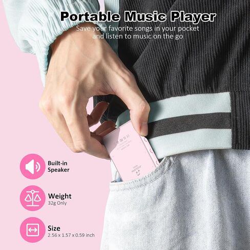 مشغل MP3 سعة 64 جيجابايت مع بلوتوث، مشغل موسيقى رقمي محمول MP3 MP4 لمحبي الموسيقى مع تسجيل صوتي وراديو FM وساعة توقيت مدمجة عالية الدقة مع شاشة لمس كاملة 2.4 بوصة وإضاءة فائقة (أسود) in Saudi Arabia