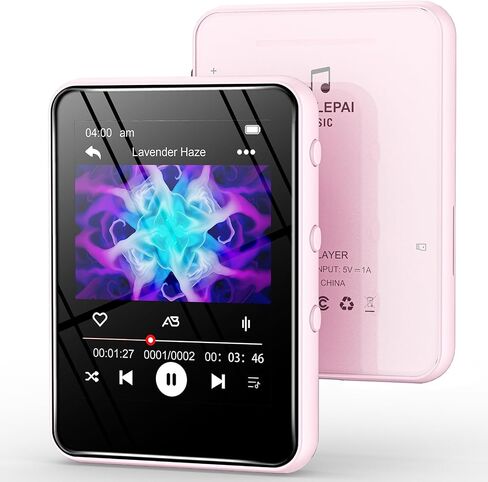 مشغل MP3 سعة 64 جيجابايت مع بلوتوث، مشغل موسيقى رقمي محمول MP3 MP4 لمحبي الموسيقى مع تسجيل صوتي وراديو FM وساعة توقيت مدمجة عالية الدقة مع شاشة لمس كاملة 2.4 بوصة وإضاءة فائقة (أسود) in Saudi Arabia