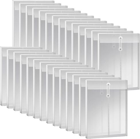 A4 Size Clear Plastic Poly Envelopes with String Closure, Expandable Files Document Folder, Reusable Large Capacity File Bag for School Office and Home (50 Pcs) in Saudi Arabia