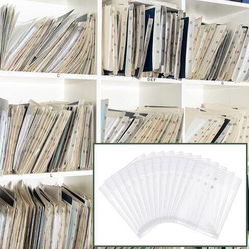 A4 Size Clear Plastic Poly Envelopes with String Closure, Expandable Files Document Folder, Reusable Large Capacity File Bag for School Office and Home (50 Pcs) in Saudi Arabia